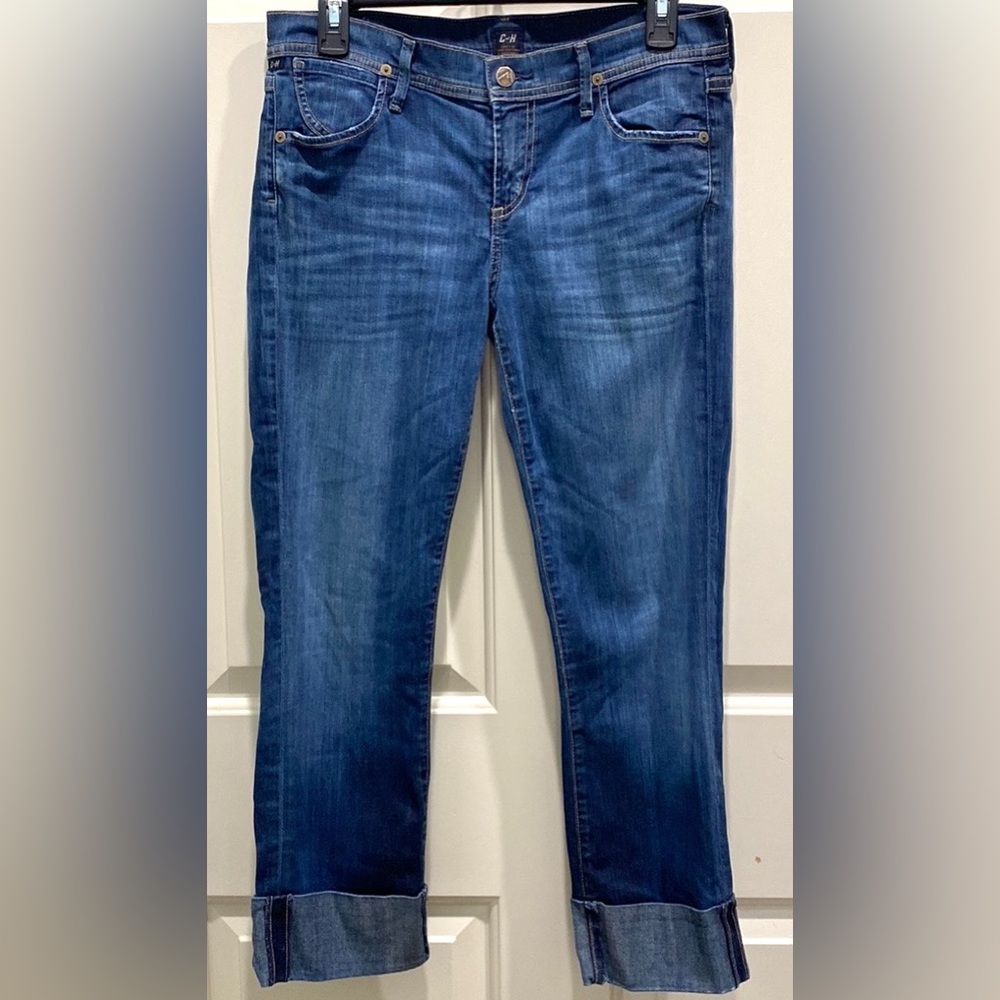 Citizens of Humanity Dani Cropped Straight Leg SZ 29 Cuffed Denim Blue Jeans